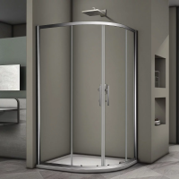 Душевой угол раздвижной ассиметричный RV08-12080A-01-19C3 1200x800x1900 профиль Хром стекло Прозрачное Veconi