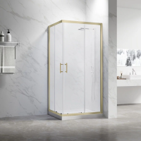 Душевой угол раздвижной RV27G-11090-01-C8 1100x900x1900 Цвет профиля Золото брашинг Стекло Прозрачное Veconi