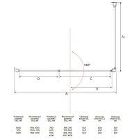 Душевой угол раздвижной прямоугольный RV034-11090-01-C7 1100х900х1950 Цвет профиля Хром Стекло Прозрачное Veconi