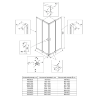 Душевой угол раздвижной RV27CH-10090-02-C8 1000x900x1900 Цвет профиля Хром Стекло Pear Veconi