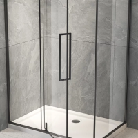 Душевой угол раздвижной прямоугольный RV033B-8070-01-C7 800х700х1950 Цвет профиля Чёрный матовый Стекло Прозрачное Veconi