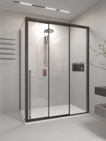 Душевой угол раздвижной 1000х900x2000 цвет профиля Чёрный матовый стекло прозрачное PR3/R-SP-10090-01-B-C4 Premium Veconi