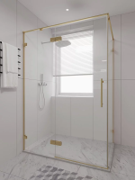 Душевой угол распашной 1200х900x2000 цвет профиля Золото брашинг стекло прозрачное осветленное AL-SP-12090-00-G-C4 Premium Veconi
