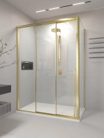 Душевой угол раздвижной 1000х1000x2000 цвет профиля Золото брашинг стекло прозрачное PR3/L-SP-100100-01-G-C4 Premium Veconi