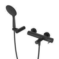 Смеситель для ванны и душа однорычажный Ручка "антикапля". В комплекте с ручным душем и держателем, длина шланга 1500 мм LEAF-VD-L-NOP Чёрный матовый ручка  Чёрный матовый Cezares