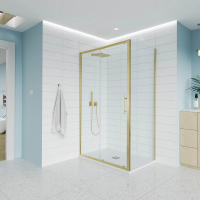 Душевой угол раздвижной E1-SP-G-13070-01-C9 1300х700x1950 Цвет профиля Золото брашинг Стекло  Прозрачное Veconi