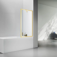 Шторка на ванну 800x1500 PL85G-80-01-C7 цвет профиля Брашированное золото стекло Прозрачное Veconi